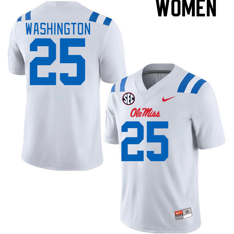 Women #25 Trey Washington Ole Miss Rebels 2024 New Uniforms College Football Jerseys Stitched-White